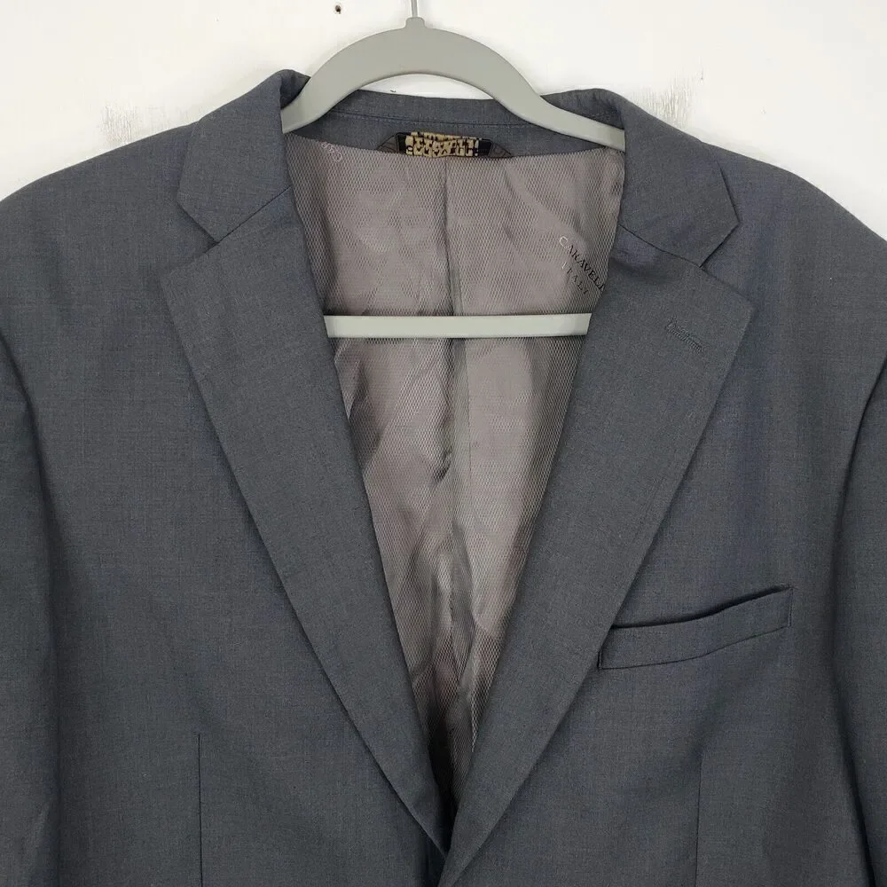 Caravelli Oxford Blazer Superior 150s 06 Drop Italian Grey Mens 40 R Dual Vent
